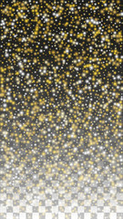 Gold Glitter Vector Texture on a Black. Golden Glow Pattern. Golden Christmas and New Year Snow. Golden Explosion of Confetti. Star Dust. Abstract Flicker Background with a Party Lights Design. 