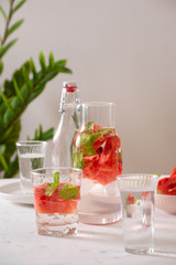  infused water of watermelon on white background