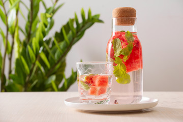 Watermelon drinks on the white background