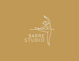 Vector abstract logo design template in trendy linear minimal style - barre studio