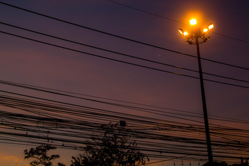 Street lamp and power lines at dusk © joangasconcomas