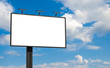 3D rendering of blank billboard (empty advertisement) with clouds. Empty mockup template