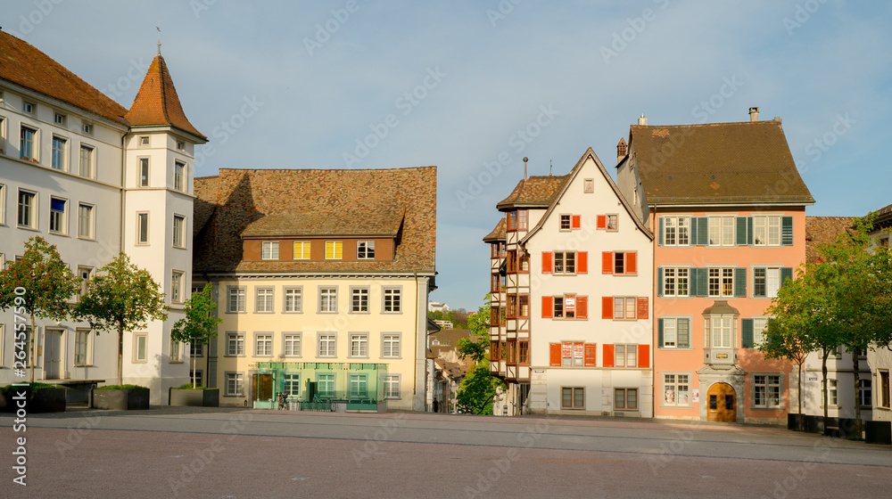 Wall mural the Herrenackerplatz Square in the historic old town of Schaffhausen in Switzerland