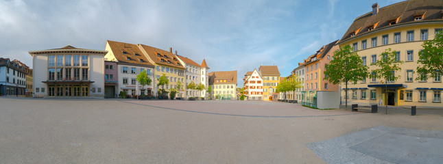 panorama view of the Herrenackerplatz Square in the historic old town of Schaffhausen in Switzerland © makasana photo
