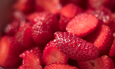 cut strawberries: the most flavored and colored fruit!