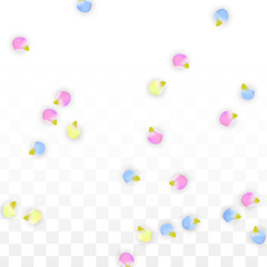 Vector Realistic Colorful Petals Falling on Transparent Background.  Spring Romantic Flowers Illustration. Flying Petals. Sakura Spa Design. Blossom Confetti. Design Elements for Wedding Decoration.