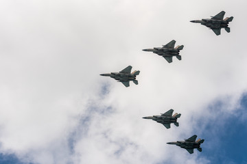 Fototapeta na wymiar Airshow on Yom haatzmaout - independence day - may 2nd 2017, Tel Aviv-Yafo, Israel