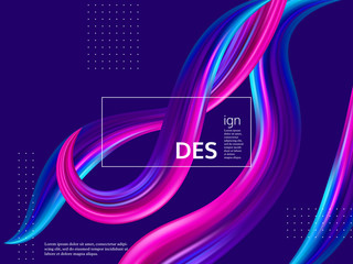 Trendy abstract wave liquid background. 3d fluid shapes composition, color flow minimal design. Vector illustration.