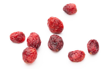 Dried cranberries isolated on white background