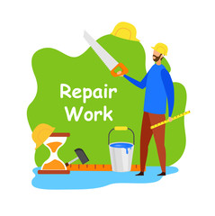 Repair Work, Handyman Service Flat Vector Banner
