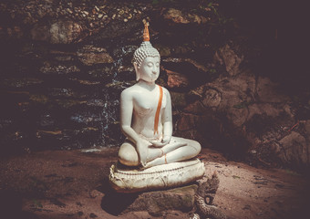 Buddha statue in jungle, Wat Palad, Chiang Mai, Thailand