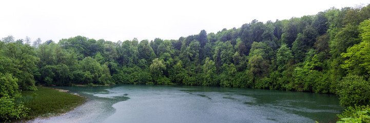 Blue lake in wood