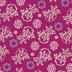 Fototapeta na wymiar Floral bouquet pattern with small flowers and leaves