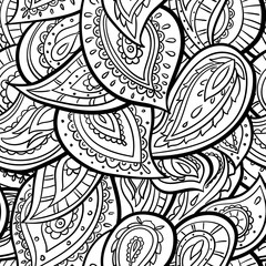 Vector colorful paisley print with abstract flowers. Ornament for textile