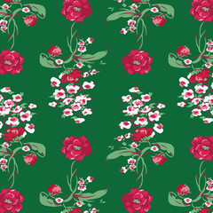 Floral bouquet pattern with small flowers and leaves