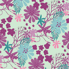 Floral bouquet pattern with small flowers and leaves