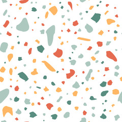 Terrazzo seamless pattern. Colorful vector background with abstract print. Ornament for fabric and interior design