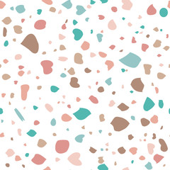 Terrazzo seamless pattern. Colorful vector background with abstract print. Ornament for fabric and interior design