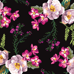 Floral bouquet  pattern with small flowers and leaves