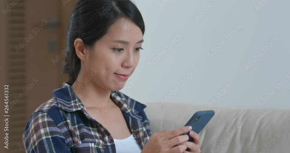 Sticker Woman use mobile phone online at home