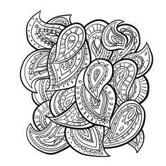 Vector colorful paisley print with abstract flowers. Indian motif ornament