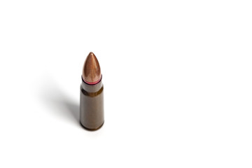 Old bullet for automatic rifle 7.62. Selective focus.