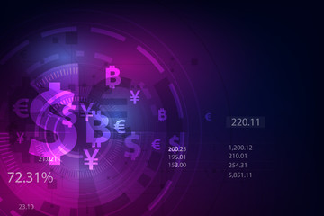 Money transfer. Global Currency. Stock Exchange. Stock vector illustration.