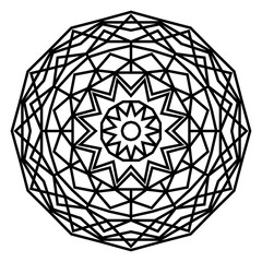 Fototapeta premium Geometric mandalas. Coloring book page. Zigzag ornament. Round element for design. Decorative ornament. Sketch for tattoo. Ethnic Fractal Mandala. Graphic element.