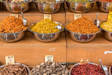 Food sold at the Mahane Yehuda Market in Jerusalem, Israel
