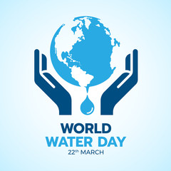 world water day banner with hand hold care earth water sign and drop water vector design