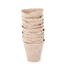 Peat pots isolated on the white background