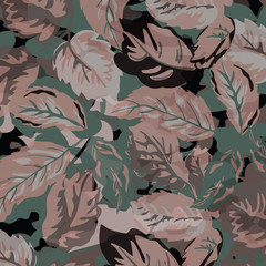 Leaves texture pattern.Watercolor floral background
