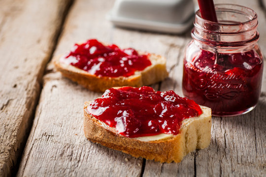 red jam on bread