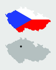 Contour of Czech Republic in grey and in flag colors