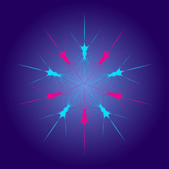 Star complex forms. Fireworks isolated on blue background.
