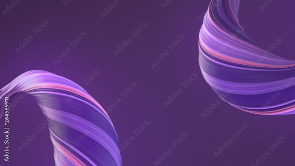 Poster Violet and pink colored twisted shape motion graphics background. Computer generated abstract geometric 3D render loop animation. HD resolution.