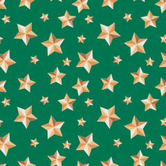 Obraz premium Seamless texture with stars festive on a green background