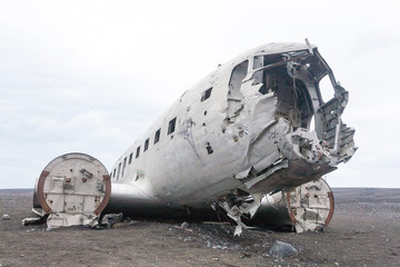 Solheimasandur plane wreck view. South Iceland landmark
