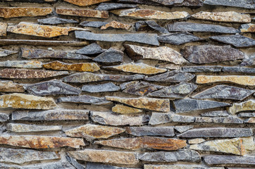 Wall made of fine natural stone flint