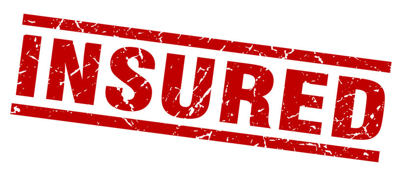 square grunge red insured stamp