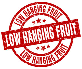 low hanging fruit round red grunge stamp