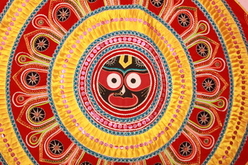 Fototapeta na wymiar pipli appliqué, traditional folk art work hand made design on cloth orissa india