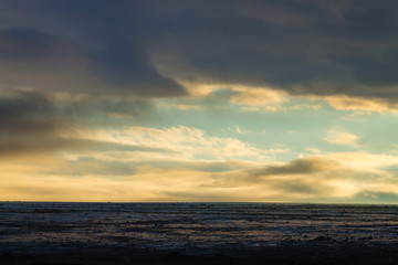 Fototapeta na wymiar Desolate landscape from Kverfjoll area, Iceland panorama