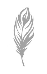 Obraz premium Plumage on white background. Vector isolated plume. Feather contour. For logo, icon, sign, emblem, fabric and clothes design, wallpaper, scrapbooking, stamp, cliche, bed linen, wrapping paper.