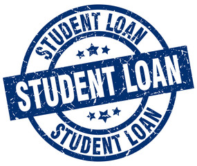 student loan blue round grunge stamp