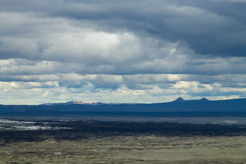 Desolate landscape from Kverfjoll area, Iceland panorama