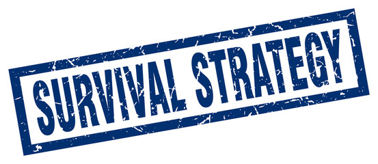 square grunge blue survival strategy stamp