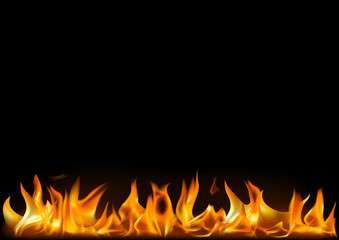 Realistic Fire Flames on Black Background - Detailed Illustration for Your Graphic Projects, Vector