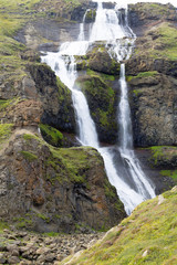 Rjukandafoss waterfall close up, Iceland highlands landmark