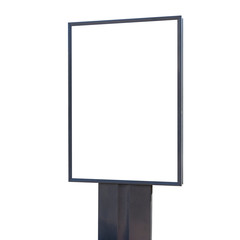 Vertical small billboard isolated on white background. Mock up for your advertising or announcements